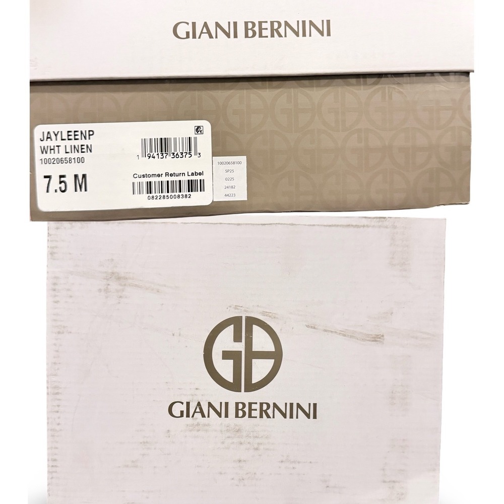 Giani Bernini Jayleen White Linen Platform Wedge Sandals Womens Sz 7.5M NEW - Picture 3 of 12